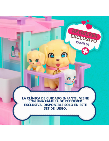 Pack Clínica para bebés Familias sorpresa Little Live Pets | Descubre 3 cachorros de retriever 