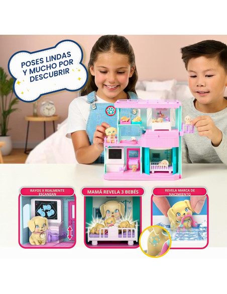 Pack Clínica para bebés Familias sorpresa Little Live Pets | Descubre 3 cachorros de retriever 