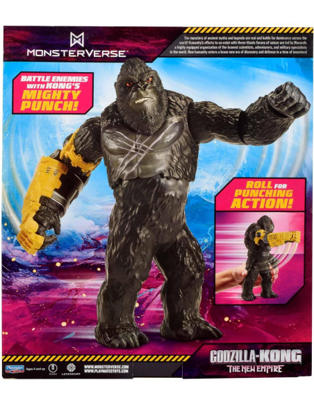 MONSTERVERSE Giant Kong 28 cm Roll & Battle Punch, Figura con Movimiento de Brazos, Codos y Torso