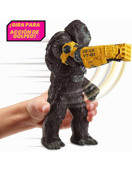 MONSTERVERSE Giant Kong 28 cm Roll & Battle Punch, Figura con Movimiento de Brazos, Codos y Torso
