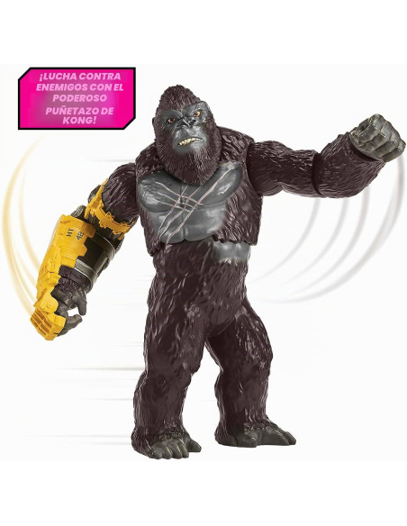MONSTERVERSE Giant Kong 28 cm Roll & Battle Punch, Figura con Movimiento de Brazos, Codos y Torso
