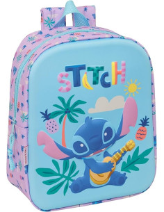 Mochila de Guardería Stitch 3D, Fácil Limpieza 22x10x27 cm