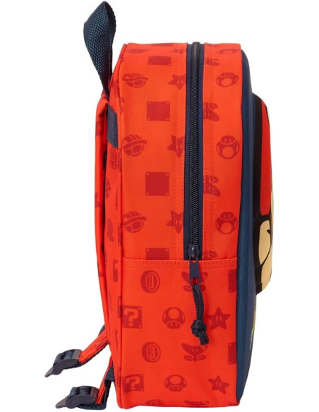 SUPER MARIO 3D - Mochila de Guardería 3D, Fácil Limpieza, Calidad y Resistencia, 22x10x27 cm