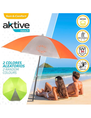 Aktive 62108 - Sombrilla de playa, Ø180 cm,...