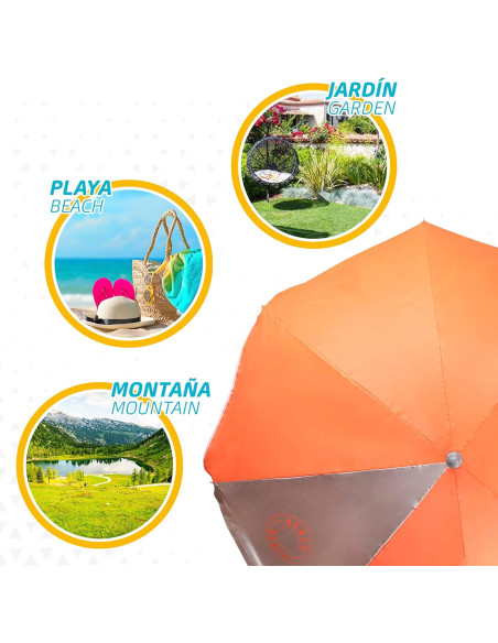 Aktive 62108 - Sombrilla de playa, Ø180 cm, color verde con protección UV filtro 50, mástil Ø22-2