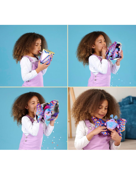 Fluffyfly Peluche Mariposa Inflable 30 cm. Efecto Sorpresa con Confeti.