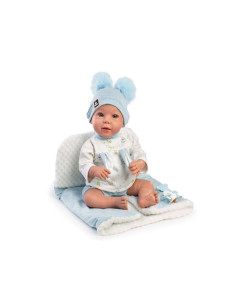 Muñeca con peso Joel 38 cm con conjunto azul  2