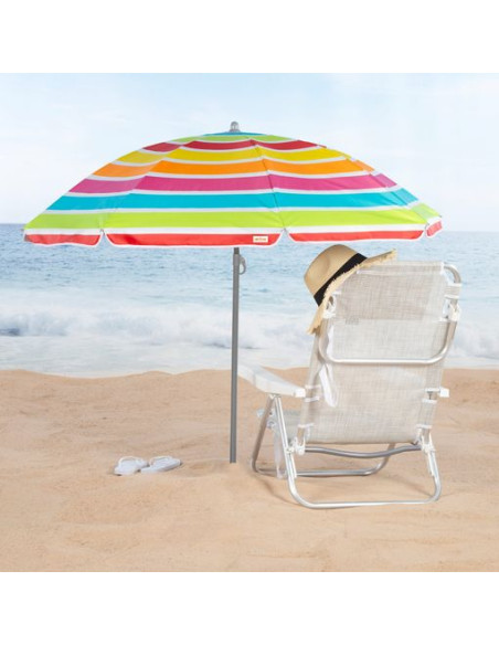 Sombrilla De Playa Poliéster 180 Cm - Aktive. Rayas Multicolor