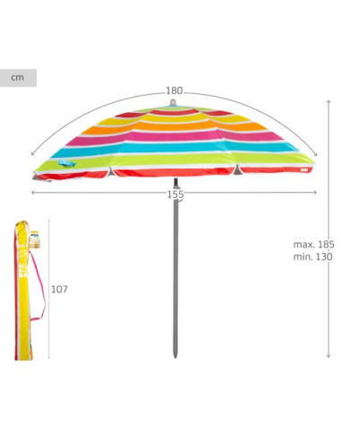 Sombrilla De Playa Poliéster 180 Cm - Aktive....