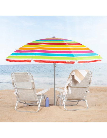 Sombrilla De Playa Poliéster 200 Cm - Aktive. Rayas Multicolor