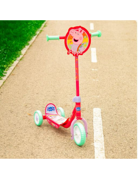 Peppa Pig - Patinete 3 Ruedas Escudo Delantero 58x36x65-70 Cm Máx. 20 Kg +2 Años