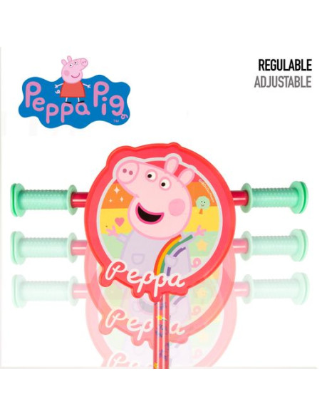 Peppa Pig - Patinete 3 Ruedas Escudo Delantero 58x36x65-70 Cm Máx. 20 Kg +2 Años