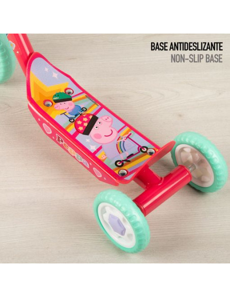 Peppa Pig - Patinete 3 Ruedas Escudo Delantero 58x36x65-70 Cm Máx. 20 Kg +2 Años