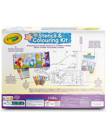 CRAYOLA - Stencil Fun Set, Plantillas y Colorear con rotuladores y Ceras