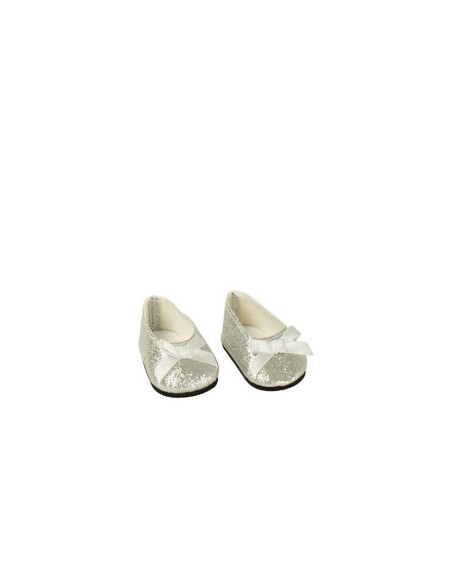 Zapatos Plateados de Purpurina Muñeca 40 cm