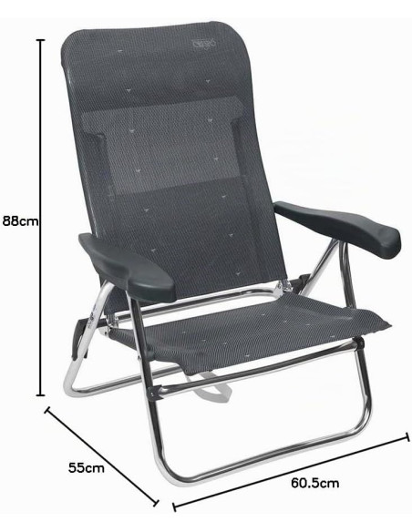 CRESPO - Silla de Playa - AL-205 - Oscuro Gris