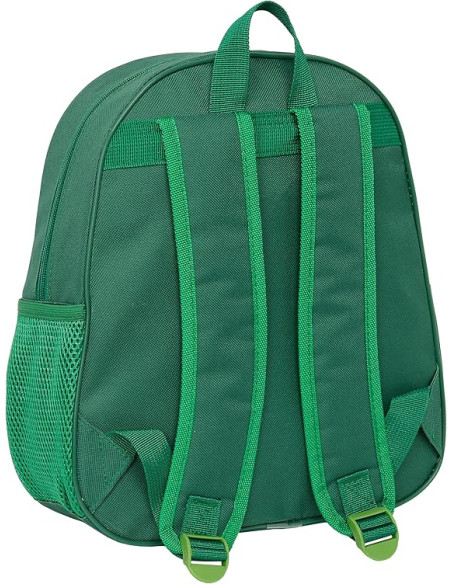Real Betis Balompie - Mochila Escolar, con Diseño 3D, Adaptable a Carro, 27x10x33 cm