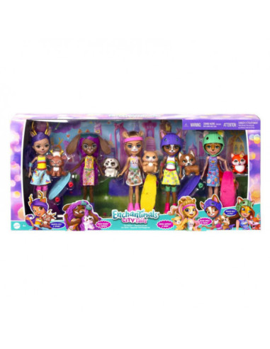 Enchantimals City tails Pack de 5 Muñecas