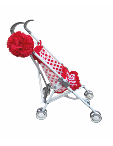 Carrito para muñeca Flamenchita lunares Rojos accesorio Flor Roja