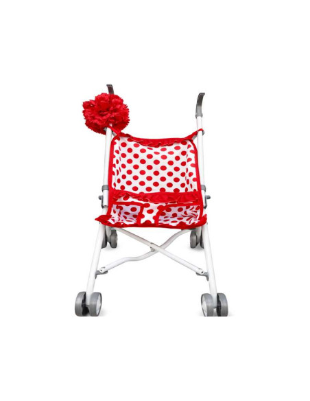 Carrito para muñeca Flamenchita lunares Rojos accesorio Flor Roja