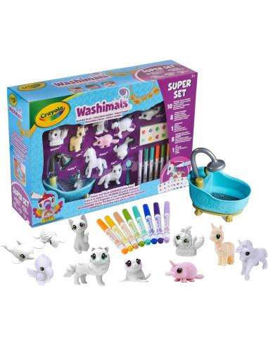 Crayola Washimals Set 10 Mascotas con Pegatinas para Colorear