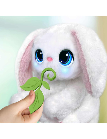 My Fuzzy Friends - Poppy Bunny, Peluche de Conejo Blanco Interactivo con Muchas reacciones