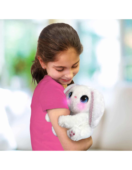 My Fuzzy Friends - Poppy Bunny, Peluche de Conejo Blanco Interactivo con Muchas reacciones