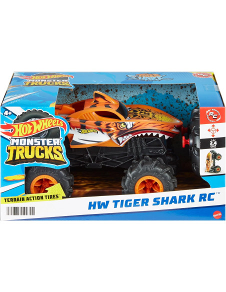 Hot Wheels Monster Trucks Coche Teledirigido, HW Tiger Shark RC