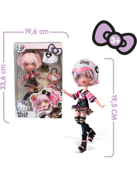 Muñeca Hello Kitty Golden Diva Roller, Muñeca Fashion Japonesa Patinadora con Accesorios