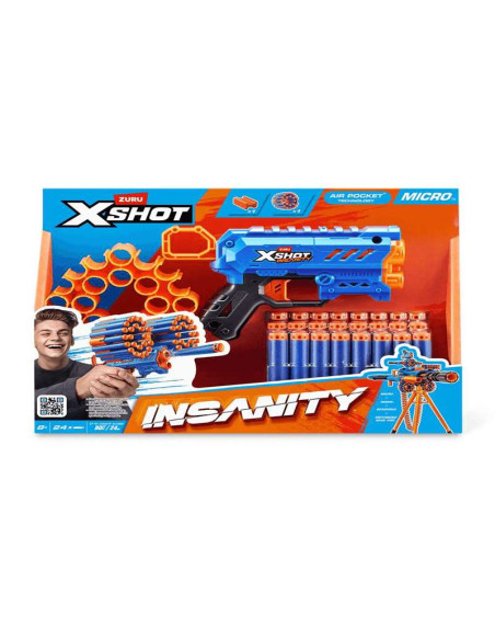 Pistola Lanzadardos ZURU X-Shot Insanity Micro con 24 dardos y alcance 30 m