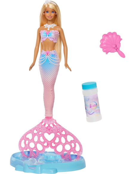 Barbie Bubble Sparkle Mermaid, muñeca con solución y función de Hacer Burbujas