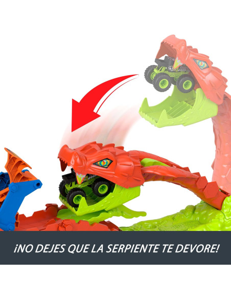 Hot Wheels Monster Trucks Derriba a la Serpiente, vehículo Bone Shaker Exclusivo a Escala 1:64