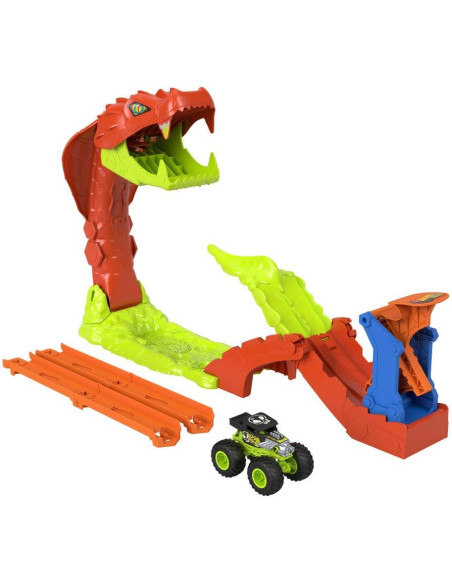 Hot Wheels Monster Trucks Derriba a la Serpiente, vehículo Bone Shaker Exclusivo a Escala 1:64