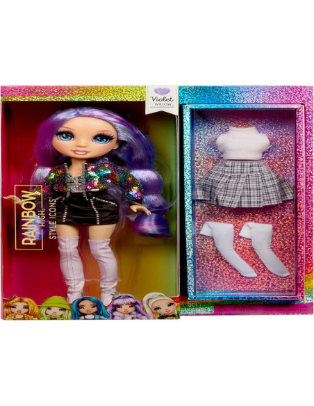 RAINBOW HIGH Style Icons Violet - Muñeca de 28 cm con Pelo Largo Que se Puede Cepillar