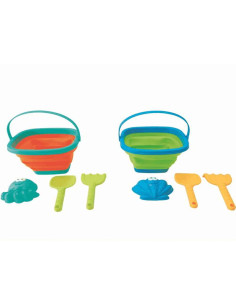 Cubo de playa plegable con accesorios – Set de arena...