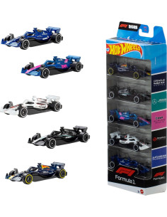 Hot Wheels Pack de 5 Coches de Juguete F1 a Escala 1:64