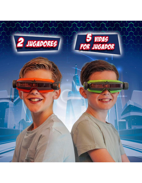 Laser Shoot, Juego de Batalla Visión Láser con 2 Máscaras Interactivas, 5 Vidas por Jugador