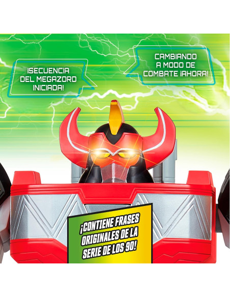 Power Rangers Ultimate Megazord Electrónico, Figura articulada con Luces, Sonidos y 15 Frases
