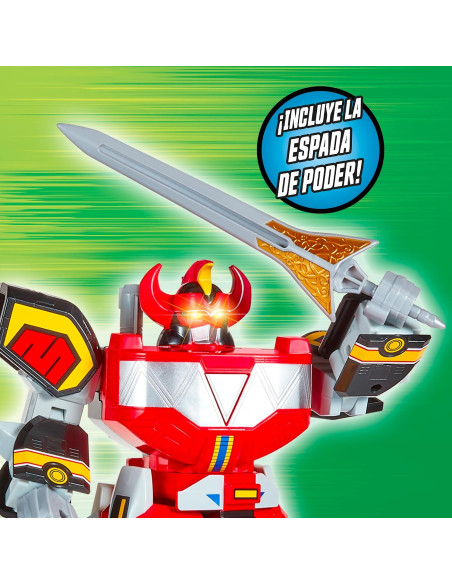 Power Rangers Ultimate Megazord Electrónico, Figura articulada con Luces, Sonidos y 15 Frases