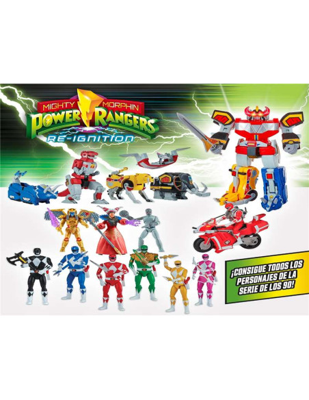 Power Rangers Ultimate Megazord Electrónico, Figura articulada con Luces, Sonidos y 15 Frases