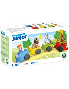 PLAYMOBIL | Junior | Tren de Animales | Tren Colorido con...