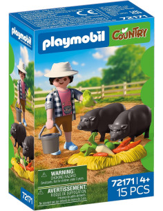 PLAYMOBIL Country Granjero con Cerdito Panzón 72171