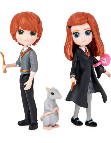 Harry Potter - Figura Ron Weasley y Ginny Weasly con 2 Criaturas