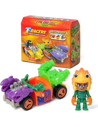 T-Racers Serie Color Rush – Coche y piloto Sorpresa Coleccionable.