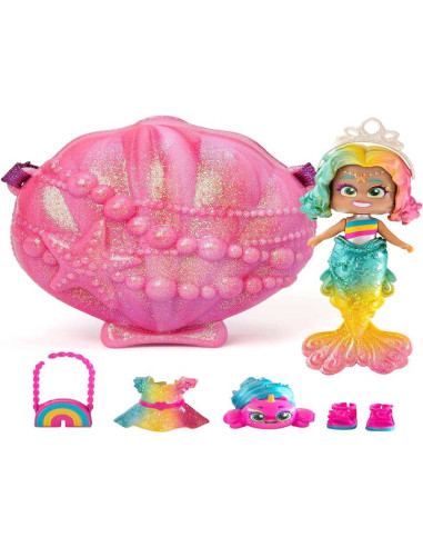 KOOKYLOOS Mermaids CORAL – Muñeca sirena con 1 concha