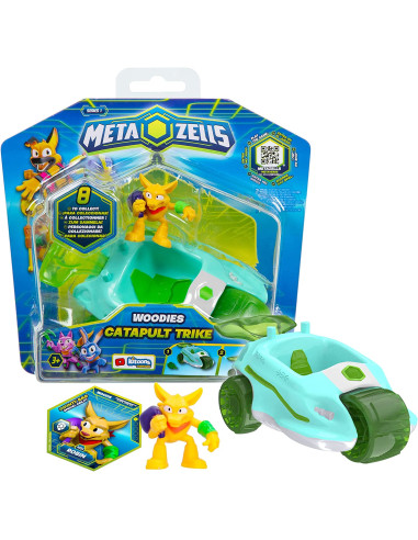 METAZELLS Catapult-Trike Azul + Figura Personaje Robbin S1 + 1 Carta