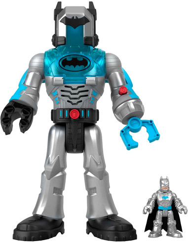 Imaginext Fisher,Price Imaginext DC Super Friends Batman defensor gris y Exo traje Robot con luces y