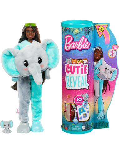 Barbie Cutie Reveal Serie Amigos de la Jungla Elefante Disfraz Revela una muñeca articulada con Masc