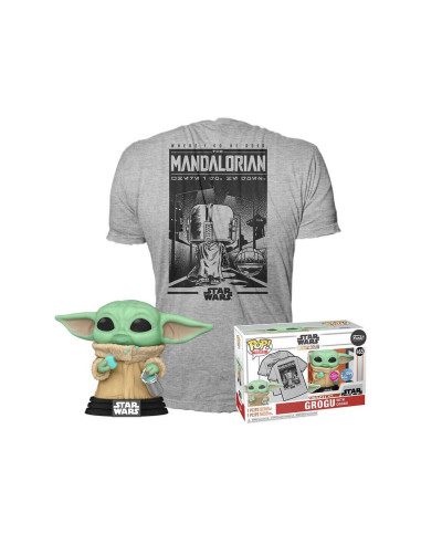 Pack Funko POP! Mandalorian Grogu con Galleta y Camiseta