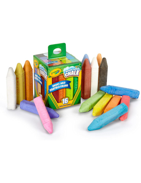 CRAYOLA — Tizas de Colores Tamaño Maxi para Dibujar en Asfalto, Colores Variados, Set de 16 Unidades